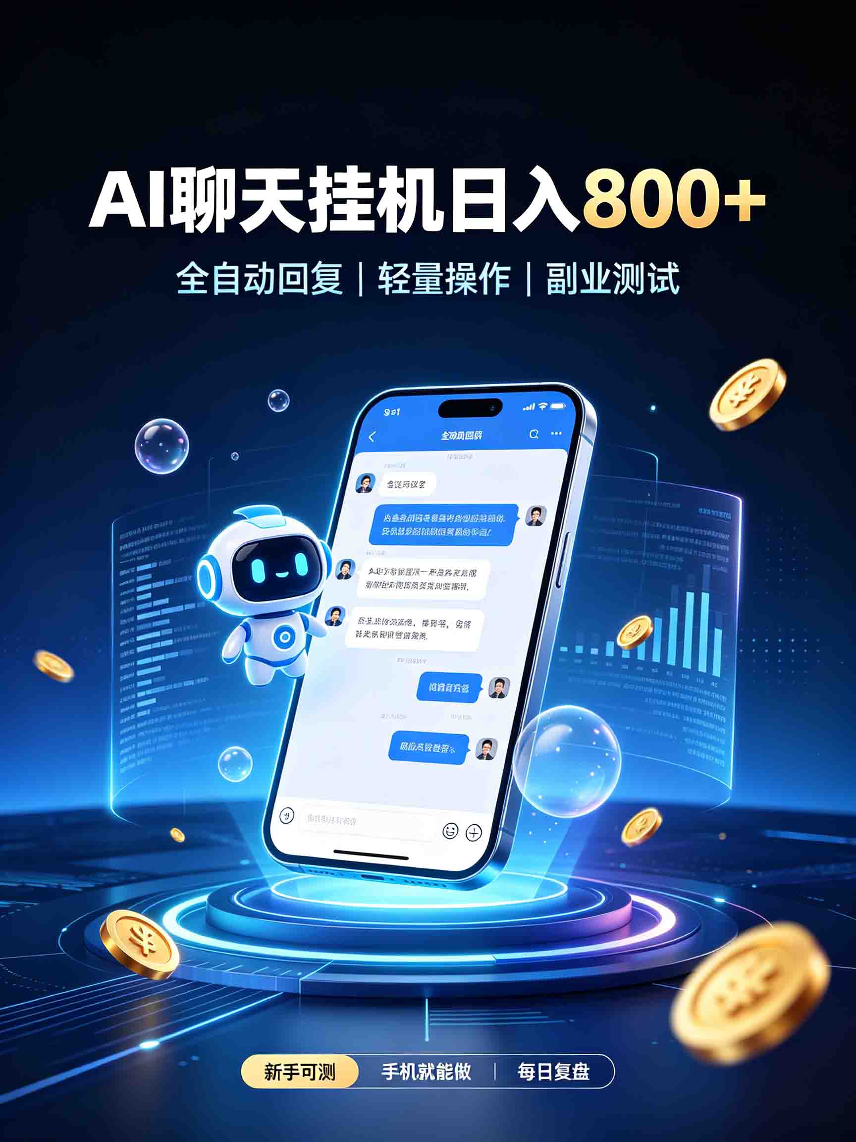 AI聊天挂机，日入800+，适用个人副业，工作室矩阵操作-超级会员网