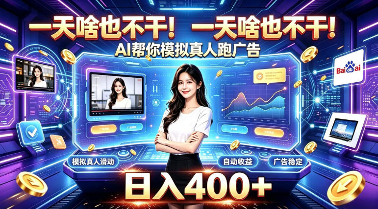 一天啥也不干！AI帮你模拟真人跑广告，稳定日入400+，实现真正被动变现【揭秘】-超级会员网