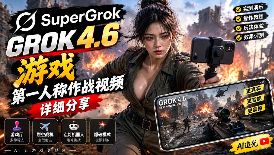 Grok 4.6也能做游戏？第一人称作战视频实测｜玩法详细讲解-超级会员网