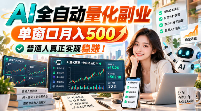 AI全自动量化副业，单窗口月入500，普通人真正实现稳賺！【揭秘】-超级会员网