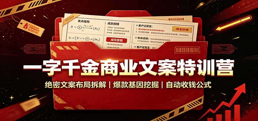 一字千金商业文案特训营：绝密文案布局拆解，爆款基因挖掘，自动收钱公式-超级会员网