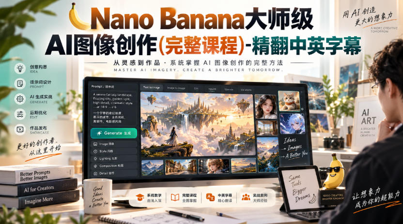 【无水印】Nano Banana大师级AI图像创作(完整课程)-精翻中英字幕-超级会员网