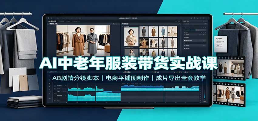 AI中老年服装带货实战课：AB剧情分镜脚本，电商平铺图制作，成片导出全套教学-超级会员网