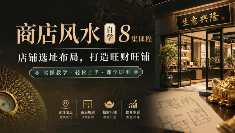 商店风水自学8集课程｜店铺选址布局，打造旺财旺铺实操教学-超级会员网