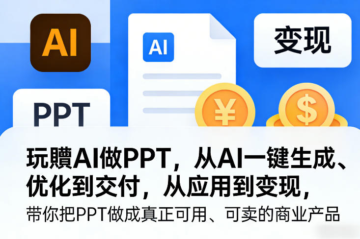 玩賺AI做PPT，从AI一键生成、优化到交付，从应用到变现，带你把PPT做成真正可用、可卖的商业产品(更新0904)-超级会员网