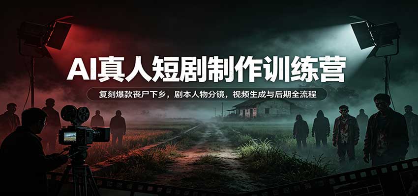 AI真人短剧制作训练营：复刻爆款丧尸下乡，剧本人物分镜，视频生成与后期全流程-超级会员网