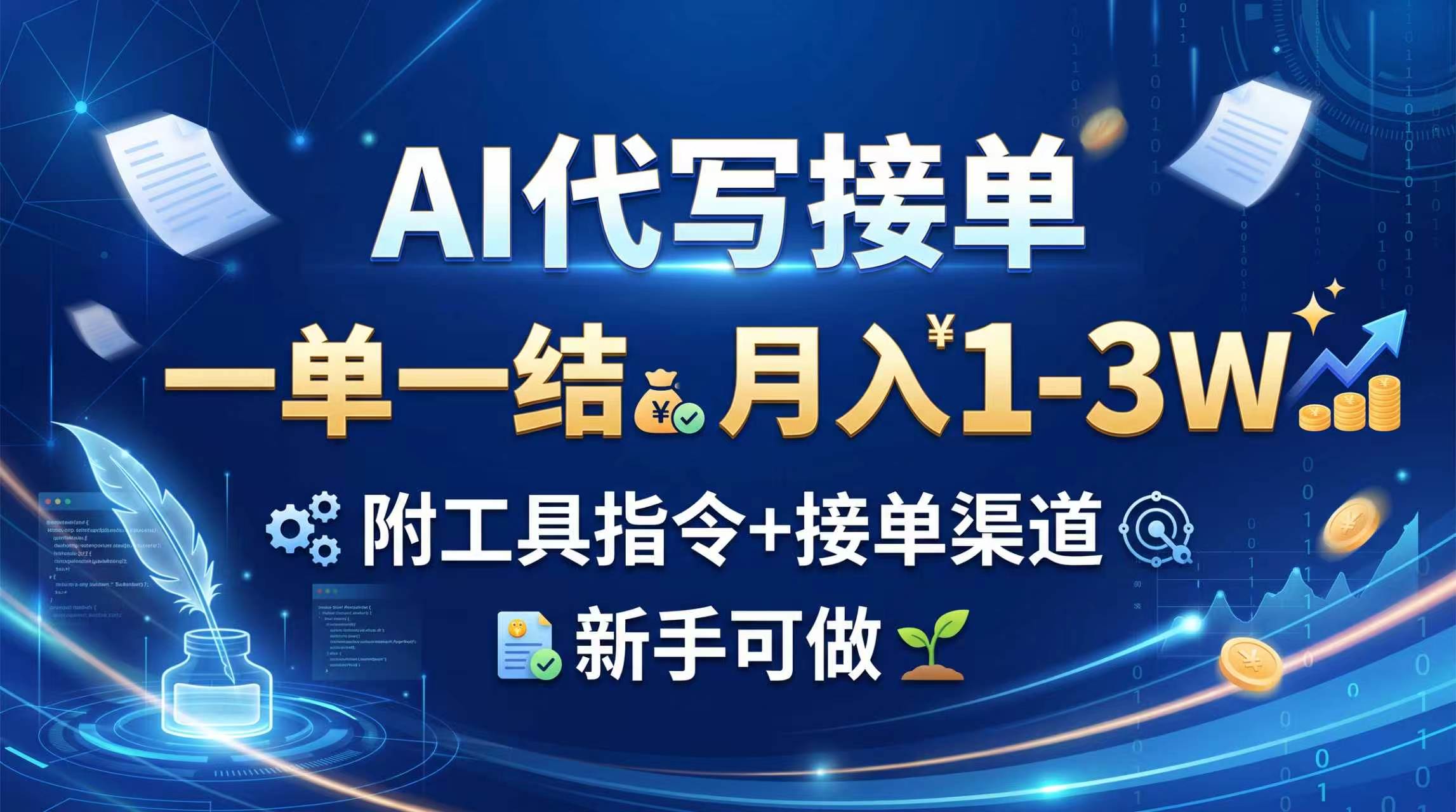 AI代写接单，一单一结，月入1-3W，附工具指令+接单渠道，新手可做-超级会员网