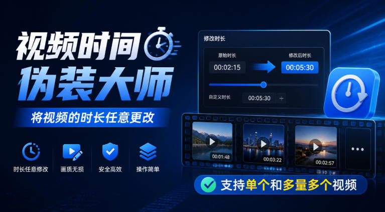 视频时间伪装大师，将视频的时长任意更改，支持单个和多量多个视频-超级会员网