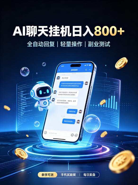 AI聊天挂G项目，日入800➕，全自动操作，适用个人副业，支持工作室矩阵操作【揭秘】-超级会员网