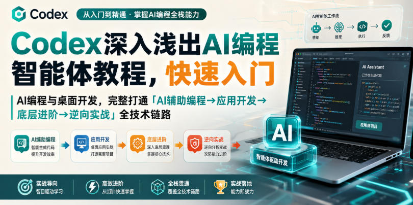 Codex深入浅出AI编程智能体教程，快速入门AI编程与桌面开发，打通「AI辅助编程→应用开发→底层进阶→逆向实战」全技术链路-超级会员网