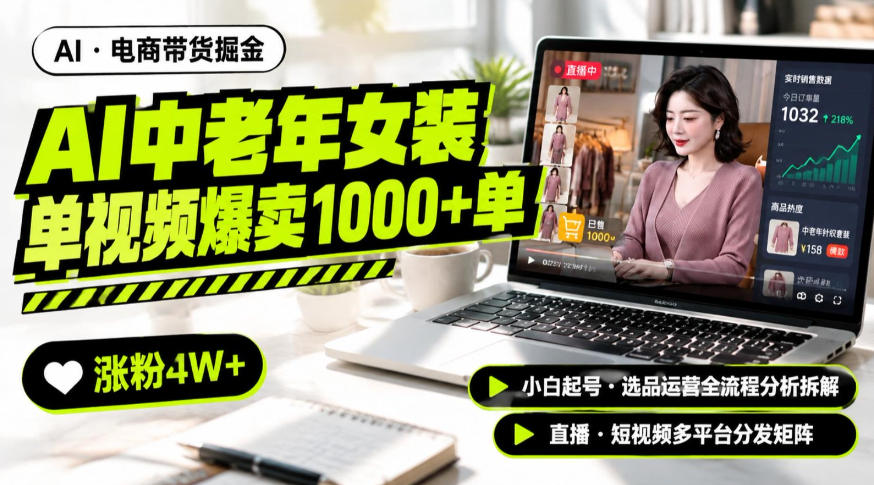 AI中老年服装带货赛道新玩法，一个视频卖出1000多单涨粉4W+，小白起号选品运营全流程分析拆解-超级会员网
