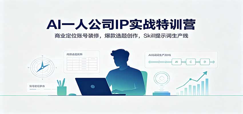 AI一人公司IP实战特训营：商业定位账号装修，爆款选题创作，Skill提示词生产线-超级会员网