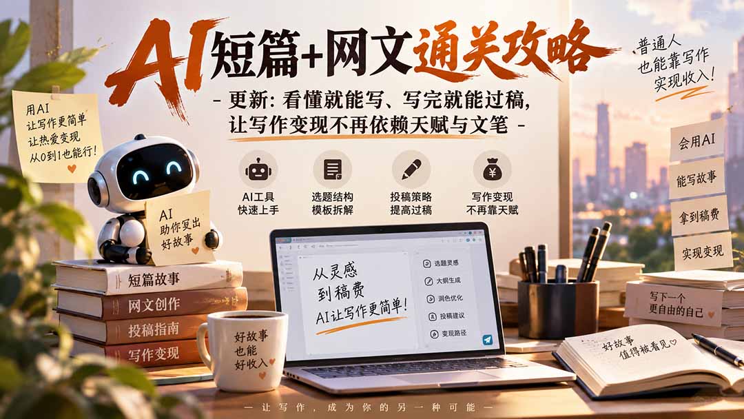 AI短篇+网文通关攻略-更新0921：看懂就能写、写完就能过稿，让写作变现不再依赖天赋与文笔-超级会员网