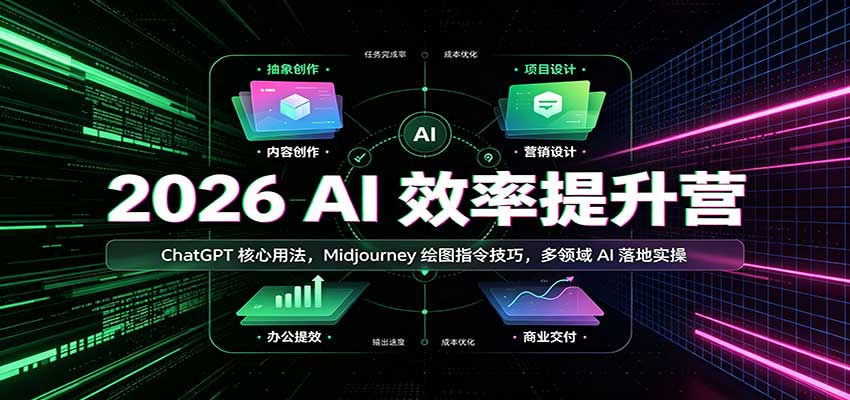 2026 AI效率提升营：ChatGPT核心用法，Midjourney绘图指令技巧，多领域AI落地实操-超级会员网