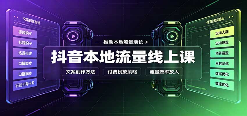 抖音本地流量线上课：账号搭建拍摄剪辑，文案创作与付费投放教学-超级会员网