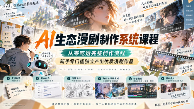 AI生态漫剧制作系统课程,从零吃透完整创作流程,新手零门槛独立产出优质漫剧作品-超级会员网