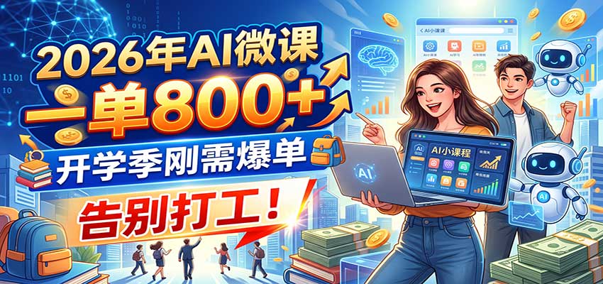 2026年AI微课，一单800+，开学季刚需爆单，告别打工！-超级会员网