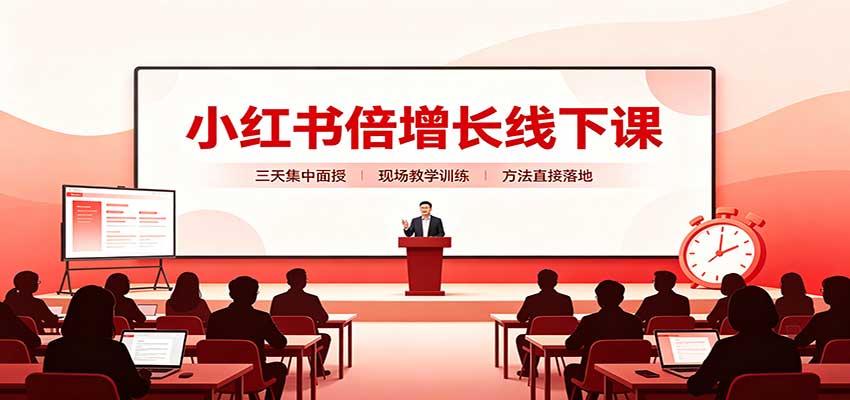 小红书倍增长线下课：三天集中面授，拆解选品、素材制作与起号全链路-超级会员网