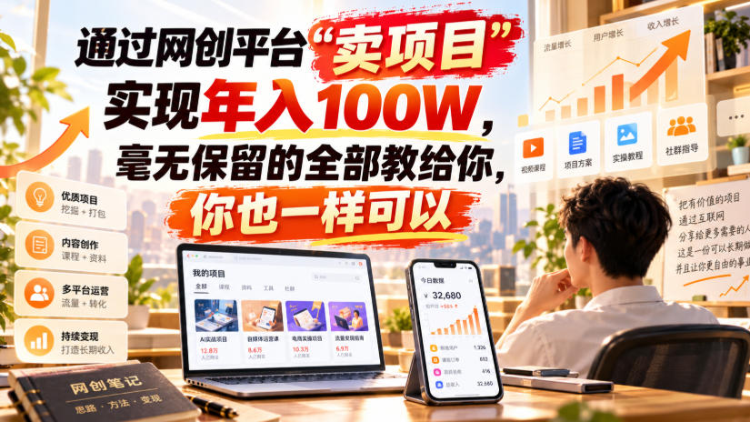 通过网创平台“卖项目”实现年入100W，毫无保留的全部教给你，你也一样可以！【揭秘】-超级会员网