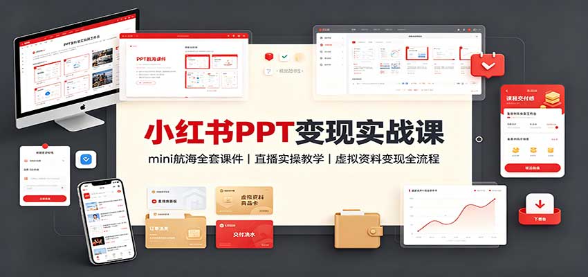 小红书PPT变现实战课：mini航海全套课件+直播实操教学，虚拟资料变现全流程-超级会员网