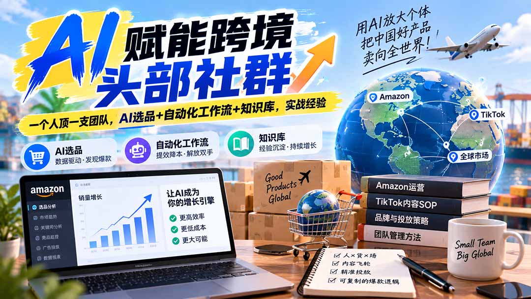 AI赋能跨境头部社群-更新9月：一个人顶一支团队，AI选品+自动化工作流+知识库，实战经验-超级会员网