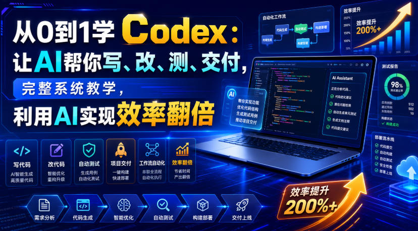 从0到1学Codex:让AI帮你写、改、测、交付,完整系统教学,利用AI实现效率翻倍(更新0918)-超级会员网