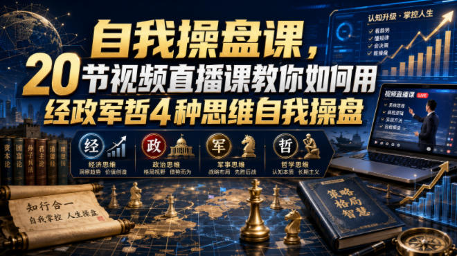 【无水印】自我操盘课，20节视频直播课教你如何用经政军哲4种思维自我操盘(更新0924)-超级会员网