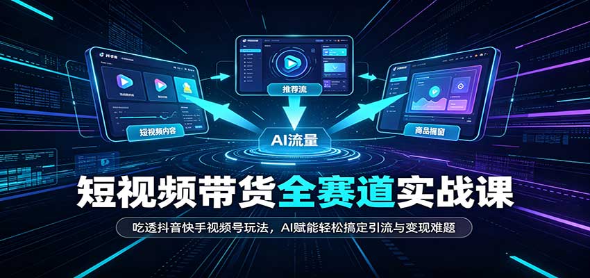 短视频带货全赛道：吃透抖音快手视频号玩法，AI赋能轻松搞定引流与变现难题-超级会员网