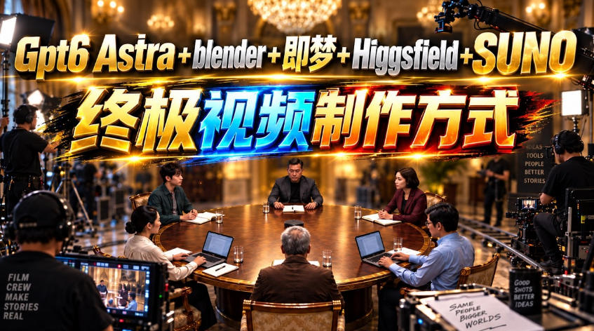 GPT-6 Astra+Blender+即梦+Higgsfield+Suno=终极视频制作方式！-超级会员网