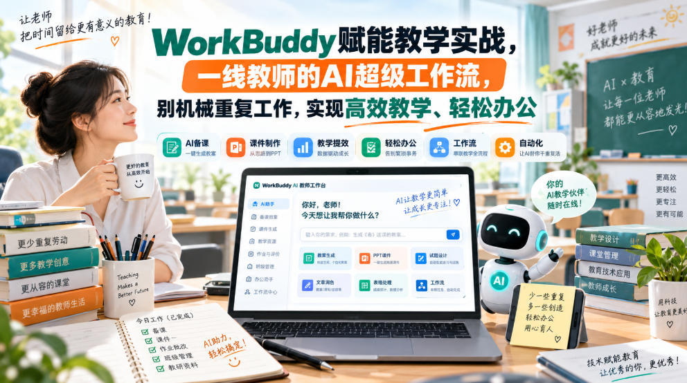 WorkBuddy赋能教学实战，一线教师的AI超级工作流，别机械重复工作，实现高效教学、轻松办公-超级会员网