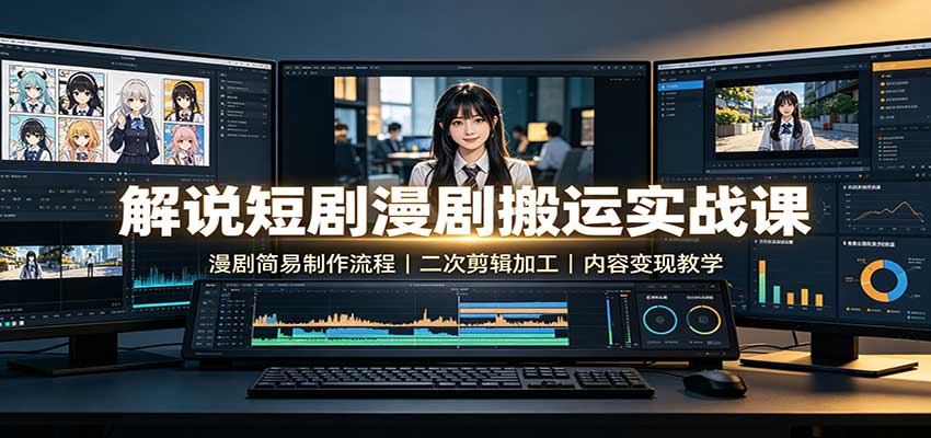 解说短剧漫剧搬运实战课：漫剧简易制作流程，二次剪辑加工，内容变现教学-超级会员网