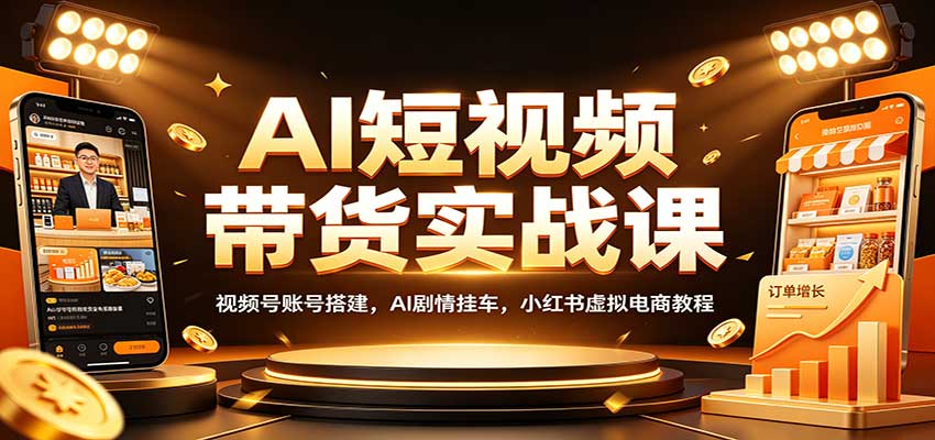 AI短视频带货实战课：视频号账号搭建，AI剧情挂车，小红书虚拟电商教程-超级会员网