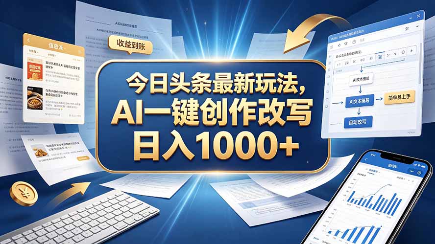 今日头条最新玩法，AI 一键创作改写，简单易上手，轻松日入 1000 +-超级会员网