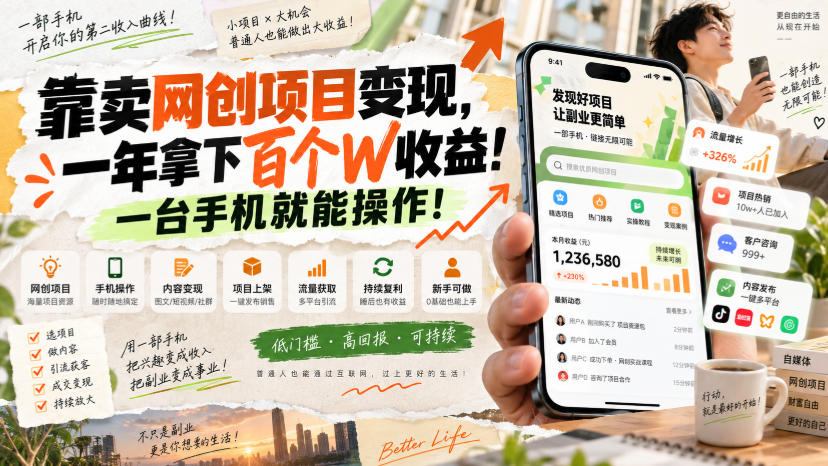 网创小程序虚拟资料变现,一年拿下百万收益,一部手机就可以做,0成本变现副业!-超级会员网
