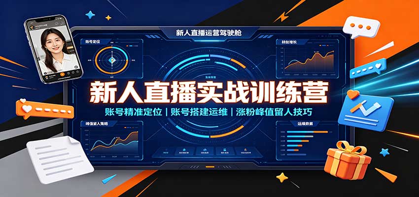 新人直播实战训练营：账号精准定位，账号搭建运维，涨粉峰值留人技巧-超级会员网
