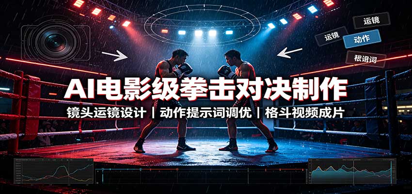 AI电影级拳击对决制作：镜头运镜设计，动作提示词调优，格斗视频成片-超级会员网