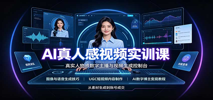 AI真人感视频实训课：图像语音生成，UGC内容制作，AI数字博主变现教程-超级会员网