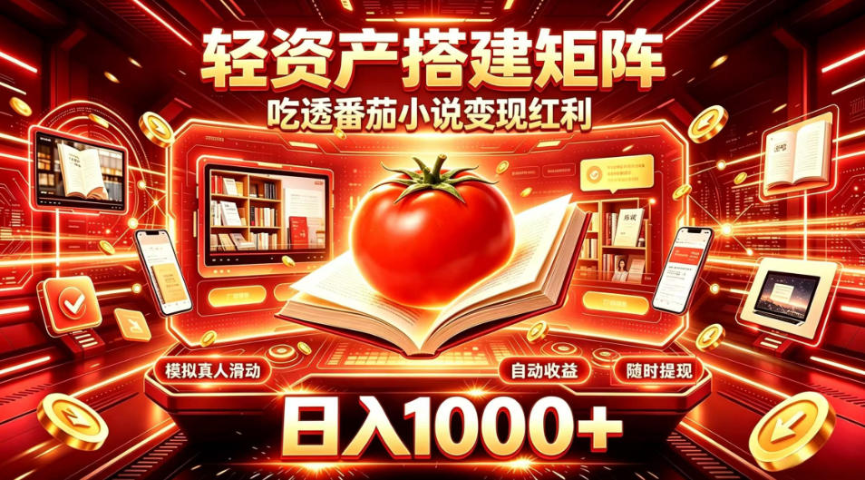 轻资产搭建矩阵，吃透番茄小说变现红利，日入1000+，支持无限矩阵放大【揭秘】-超级会员网