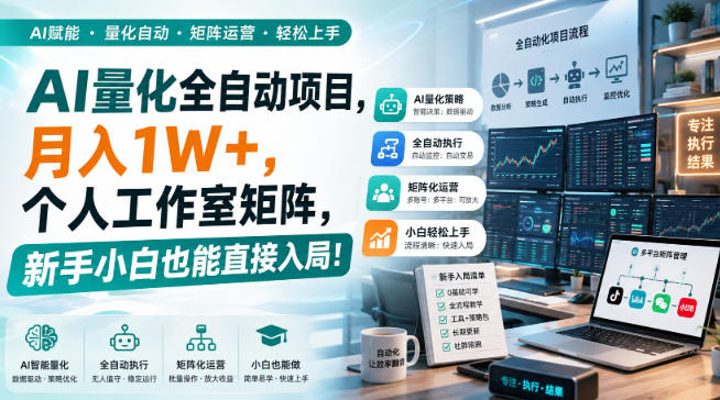 AI量化全自动项目，月入1W+，个人工作室矩阵，新手小白也能直接入局！【揭秘】-超级会员网