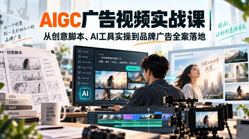 AIGC广告视频实战课｜从创意脚本、AI工具实操到品牌广告全案落地-超级会员网