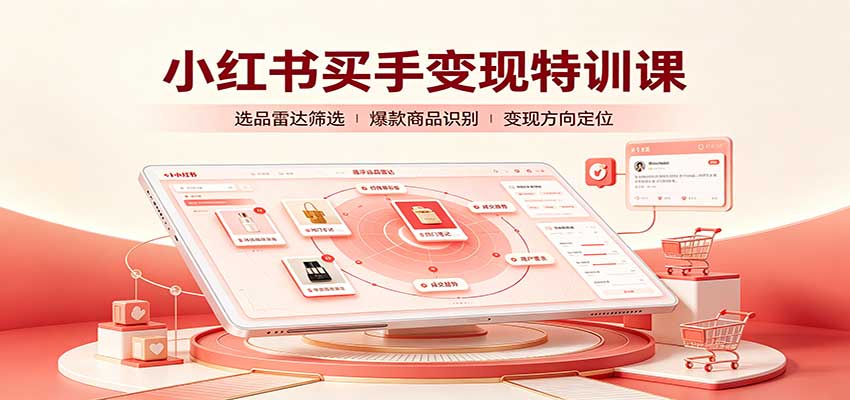 小红书买手变现特训课：账号定位养号起号，选品挂车，笔记标题封面全套教学-超级会员网
