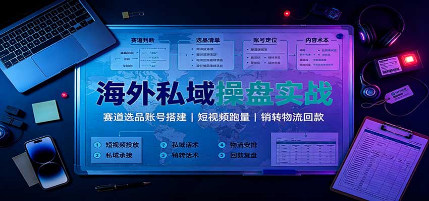 海外私域操盘实战：赛道选品账号搭建，短视频跑量，销转物流回款-超级会员网