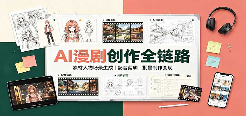 AI漫剧创作全链路：素材人物场景生成，配音剪辑，批量制作变现-超级会员网
