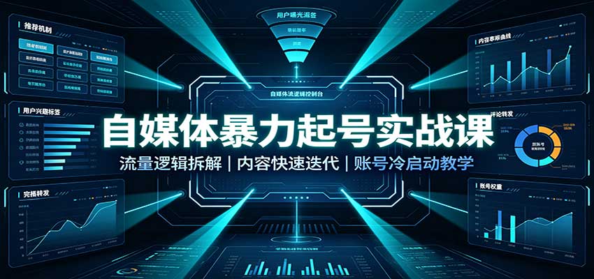 自媒体暴力起号实战课：流量逻辑拆解，内容快速迭代，账号冷启动教学-超级会员网