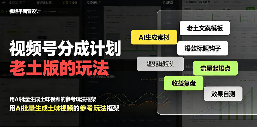 视频号分成计划老土版的玩法，流量爆炸，每天收益300+，纯靠AI生成，越土的玩法，越高级-超级会员网