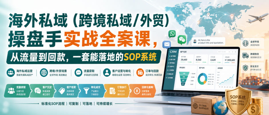 海外私域(跨境私域/外贸)操盘手实战全案课，从流量到回款，一套能落地的SOP系统-超级会员网