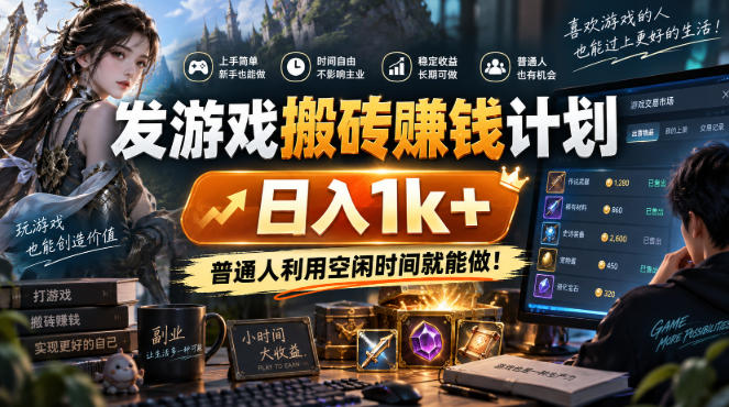 发游戏搬砖賺钱计划，日入1k+，普通人利用空闲时间就能做！【揭秘】-超级会员网