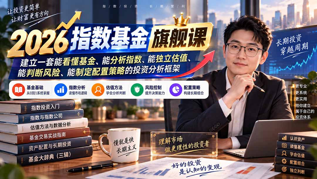 2026指数基金旗舰课｜建立一套能看懂基金、能分析指数、能独立估值、能判断风险、能制定配置策略的投资分析框架-超级会员网