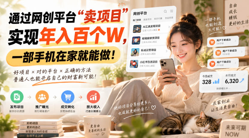 靠卖网创项目变现，一年拿下百万收益！一台手机就能操作！-超级会员网