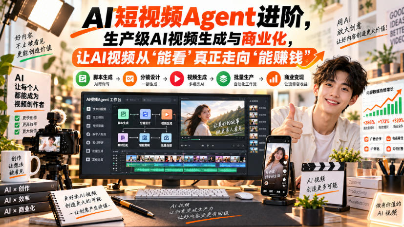 AI短视频Agent进阶，生产级AI视频生成与商业化，让AI视频从”能看”真正走向”能賺钱”-超级会员网